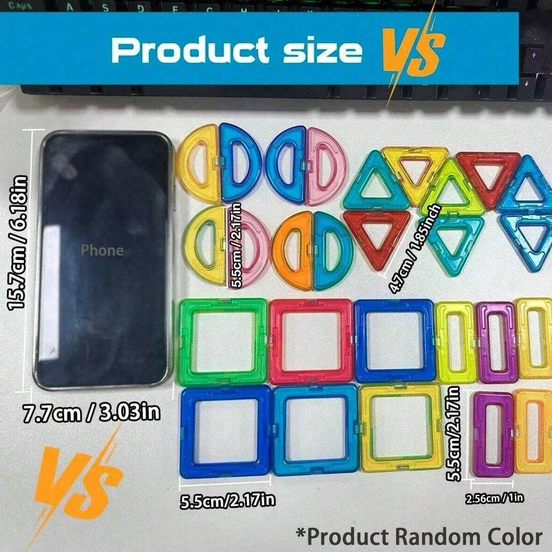 Medium Size Magnetic Building Blocks, DIY STEM Construction Magnet Toys, Educational Learning Playset for Kids gallery 3