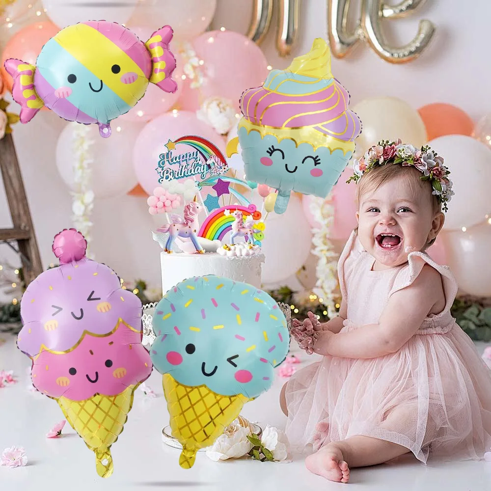 

Ice cream Mylar Foil Balloons for Candy Theme Birthday Party Decor for Kids Girls Birthday Baby Shower Wedding Party Arrangement
