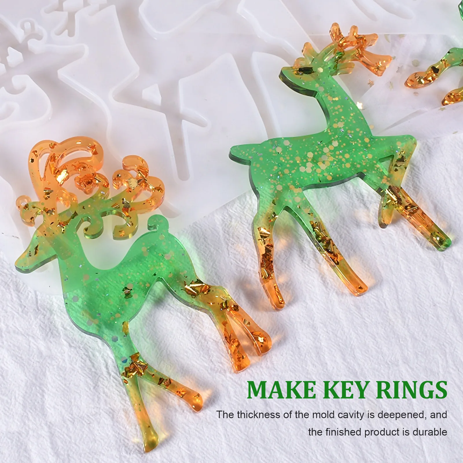 

1Pcs Key Chain Pendant Mold Christmas Elk Silicone DIY Craft Tool for Resin Jewelry Making and Holiday Ornament Decor Pendent