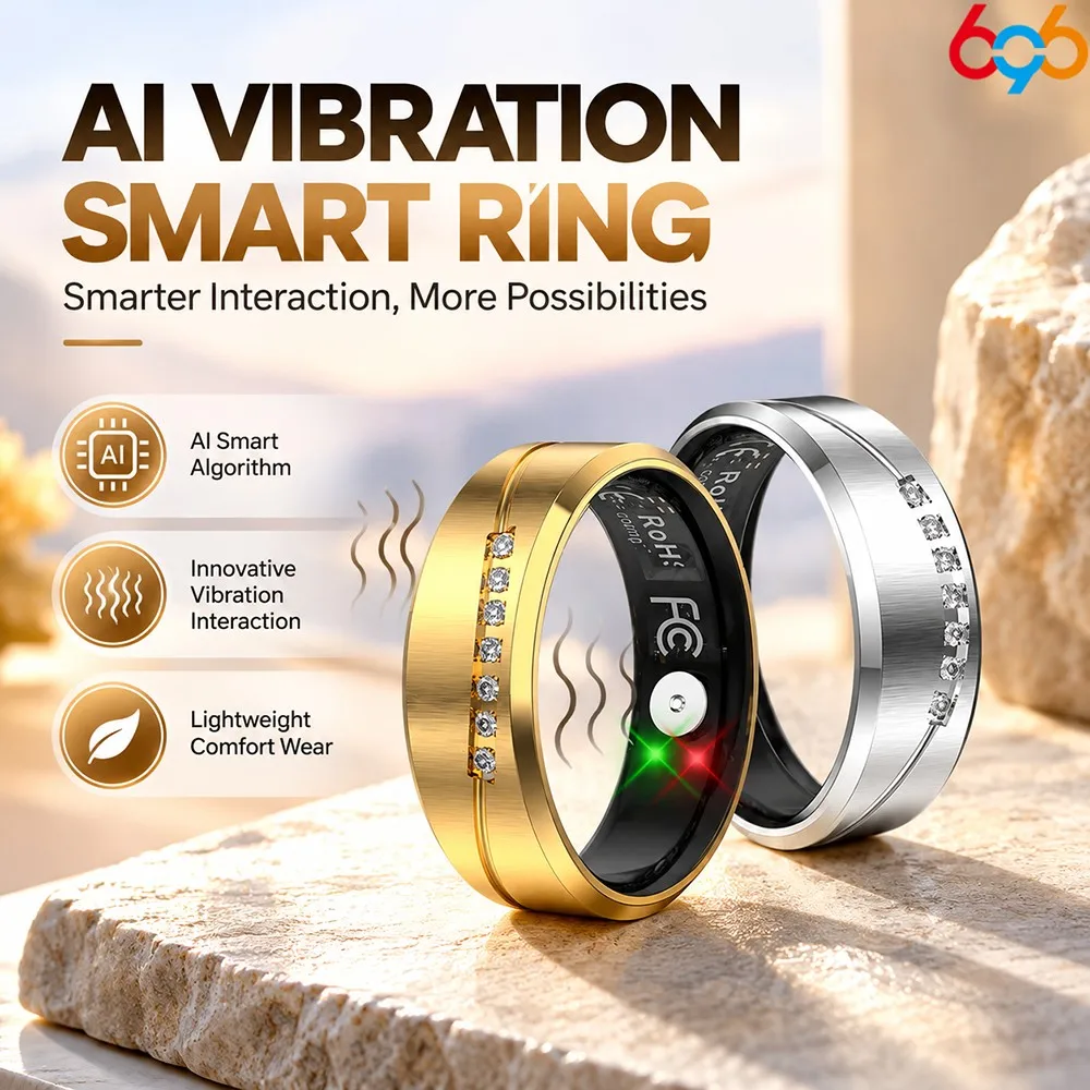 Men's Smart Ring Magnetic Charging Body Temp Heart Rate Sleep Tracking Remote Shutter Waterproof Motion Control & Game Function