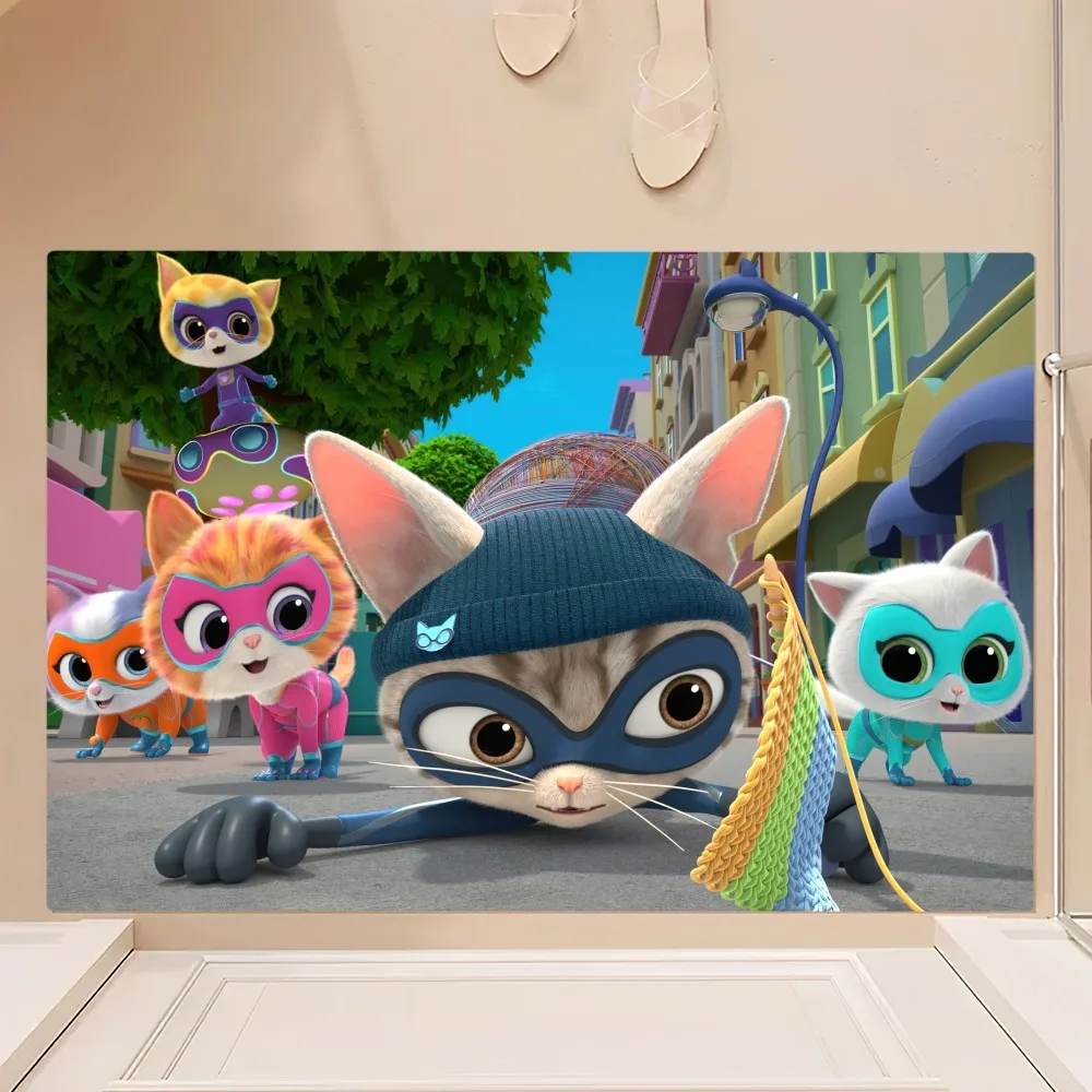 MINISO Disney SuperKitties Full E-Episodes Floor Mat Bedroom Kitchen Door Bath House Super Absorbent Foot Non-slip