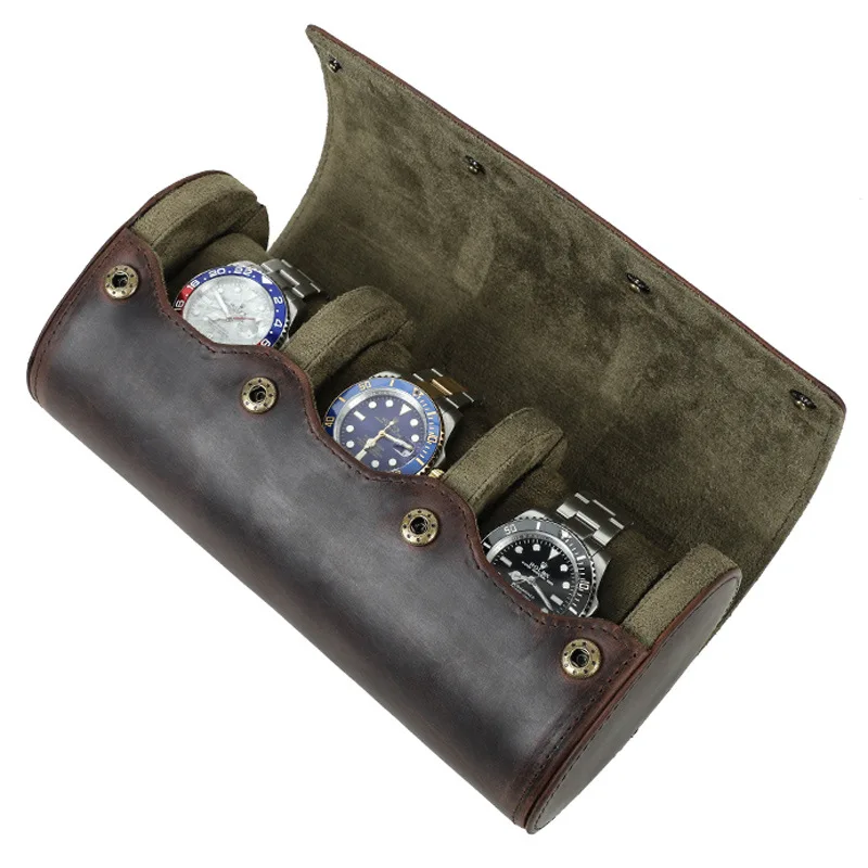 

First layer cowhide three-piece watch storage box, portable gift box