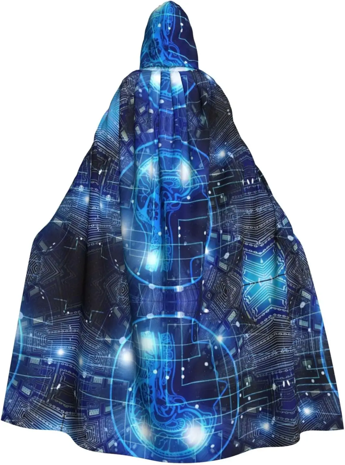 Artificial Intelligence Brain Adult Hooded Cloak - Costume Cosplay, Wizard Themed Cloak - Perfect for Halloween, Easter