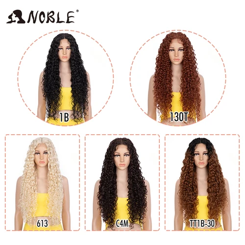 Imagen 2 del producto Noble-peluca sintética con malla frontal para mujer, pelo largo y rizado de 30 pulgadas, estilo Afro