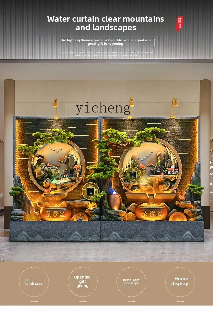 L7-14 water curtain wall flowing water ornament living room office entrance water feature decoration
