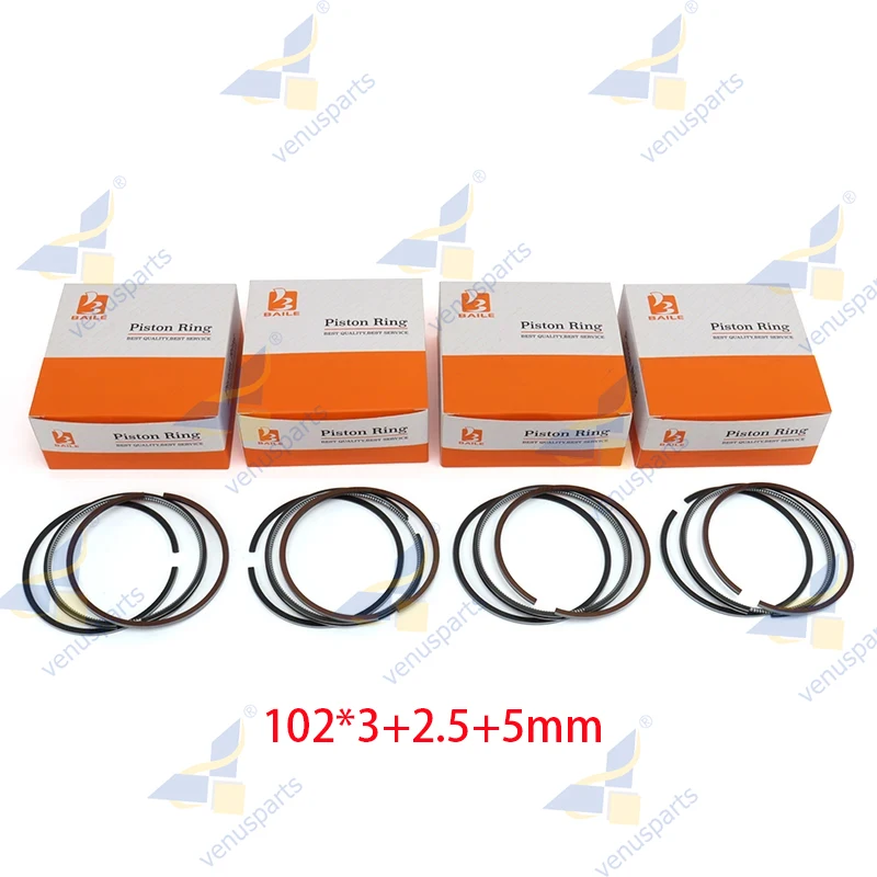 Para ISUZU 4BD1 6BD1 Anillos de pistón 4 cilindros 102*3 + 2,5 + 5mm 5-12181-024-1 STD Kit de reconstrucción de revisión piezas de motor