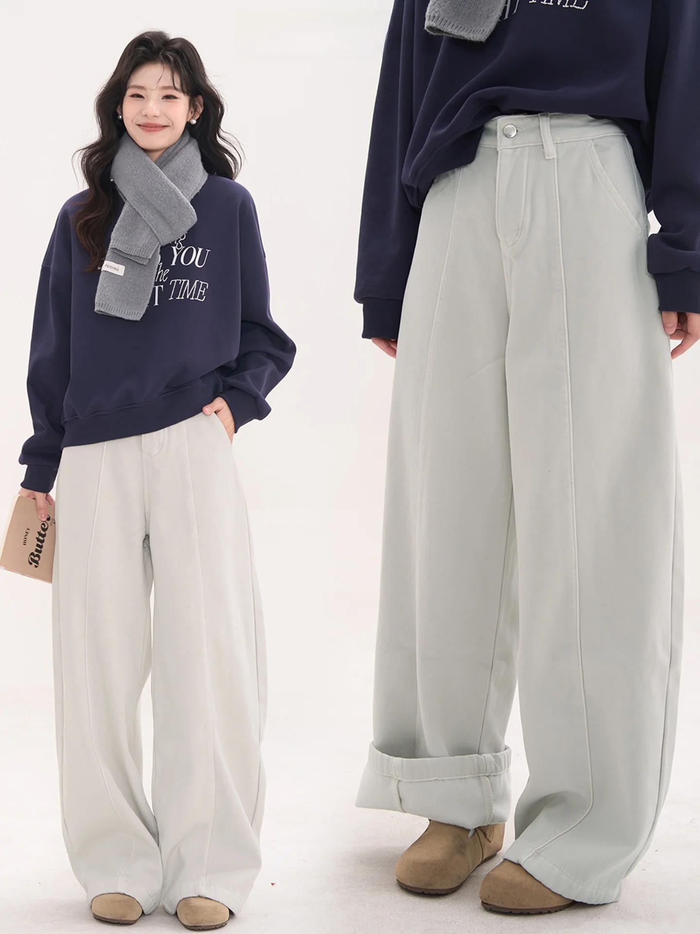 

Женские зимние джинсы с высокой талией и широкими штанинами, утепленные, из хлопка, цвета «Теплый Светлячок»