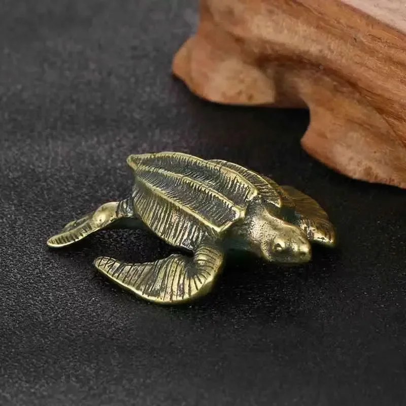 

Brass Sea Turtle Ornament Solid Copper Tortoise Figurines Simulation Sea Animal Models Feng Shui Tea Pet Statue Home Decor