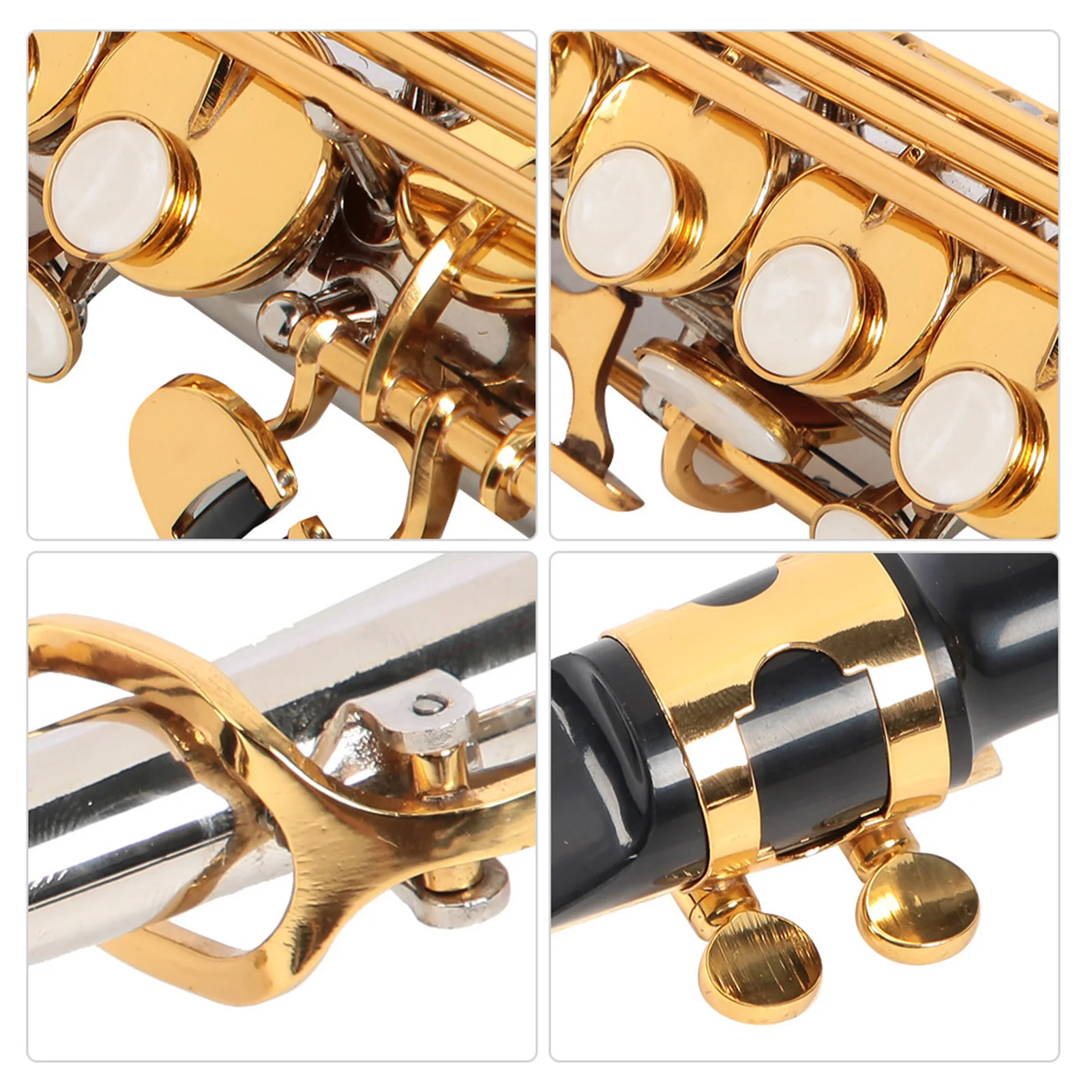 Kit Saksofon Lurus Saksofon Lurus Soprano Kuningan Profesional Saksofon Lurus Tabung Berlapis Perak Kunci Emas dengan Tas Jinjing