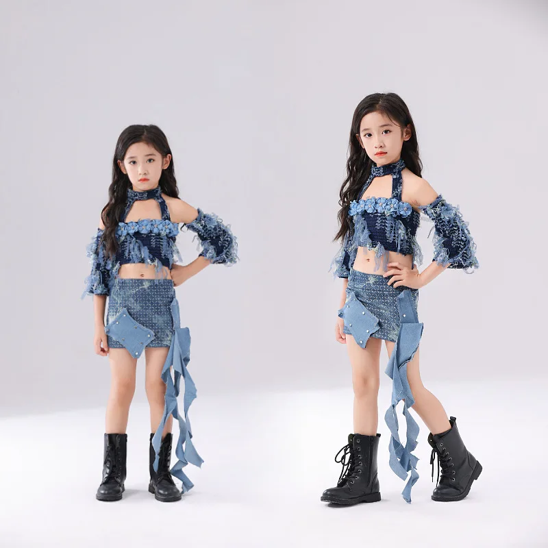 

Girls Catwalk Trendy Clothes Blue Theme Personality Styling Pk Game Clothing Wind Denim Trendy Clothes Sun Son New