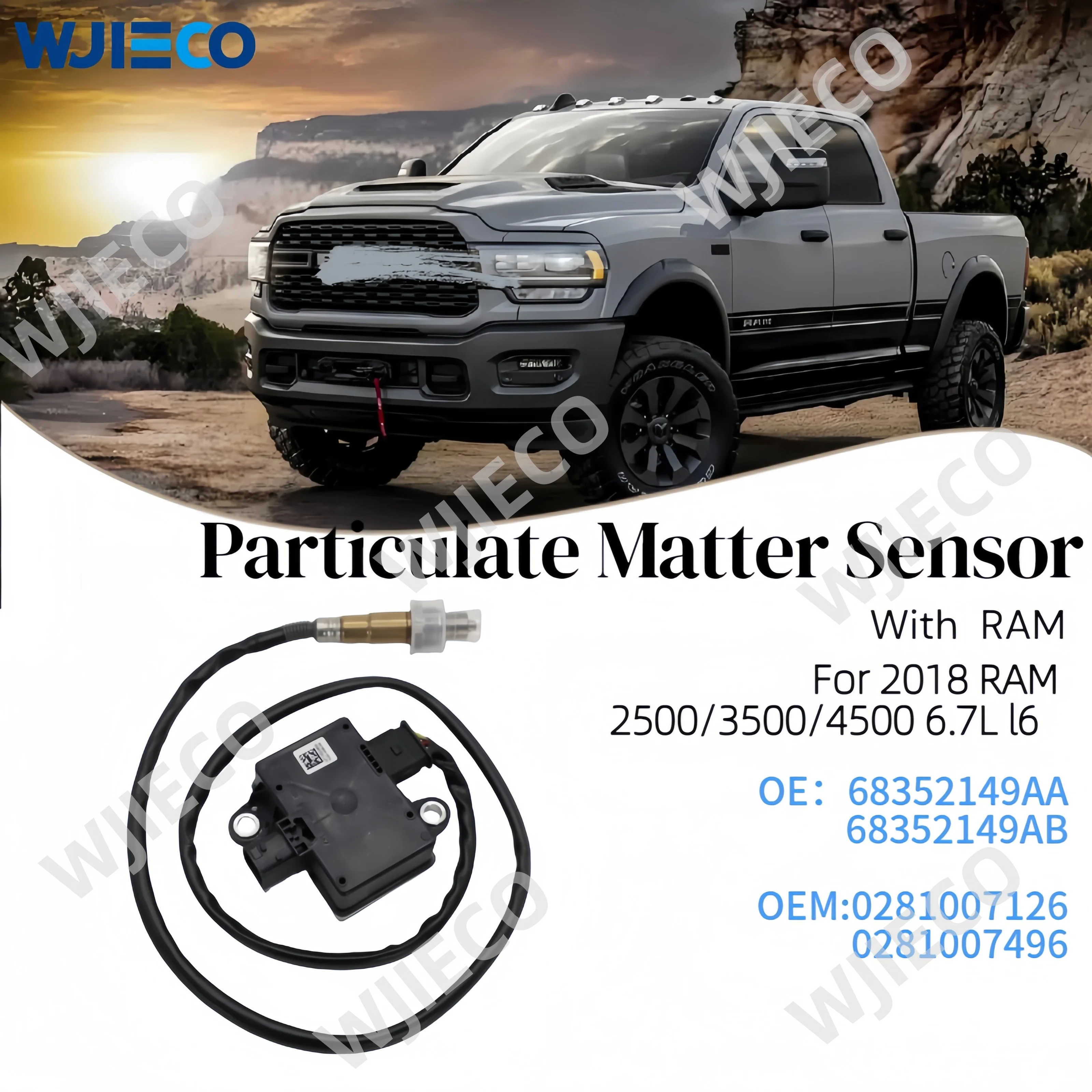 

Particulate Matter Sensor 0281007126 0281007496 Auto Sensors PM Sensor 68352149AA 68352149AB for 2018 RAM 2500 3500 4500 6.7L