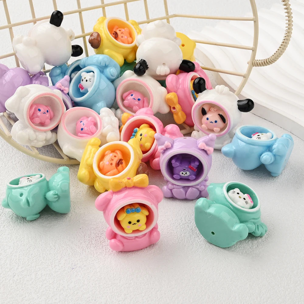 

3Pcs Mixed 3D Sanrio Doll Resin Beads For DIY Food Grade Pacifier Chains Teether Bracelets Jewelry Making Accessories