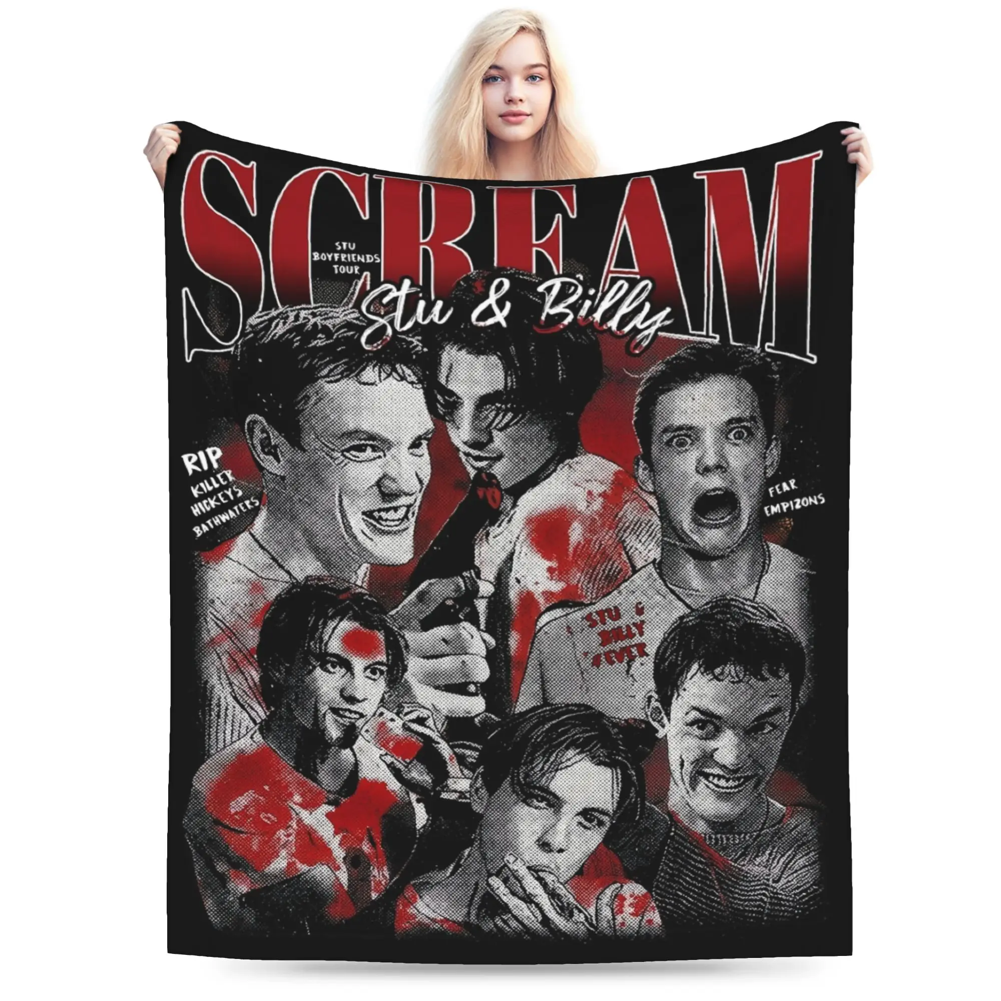 Scream Stu & Billy Loomis Movie Blankets Velvet Autumn/Winter   Lightweight Throw Blanket for Bed Couch Bedding Throws