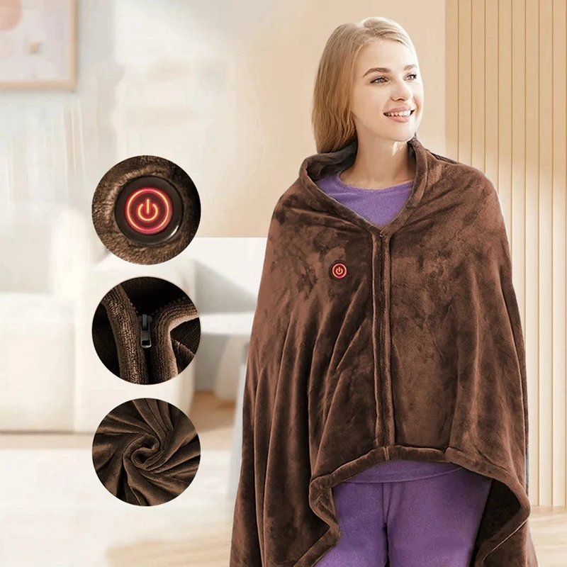 USB Electric Blanket Heater 3 Heating Levels Fleece Coral Velvet Quickly Heating Pad Cape Portable Heater