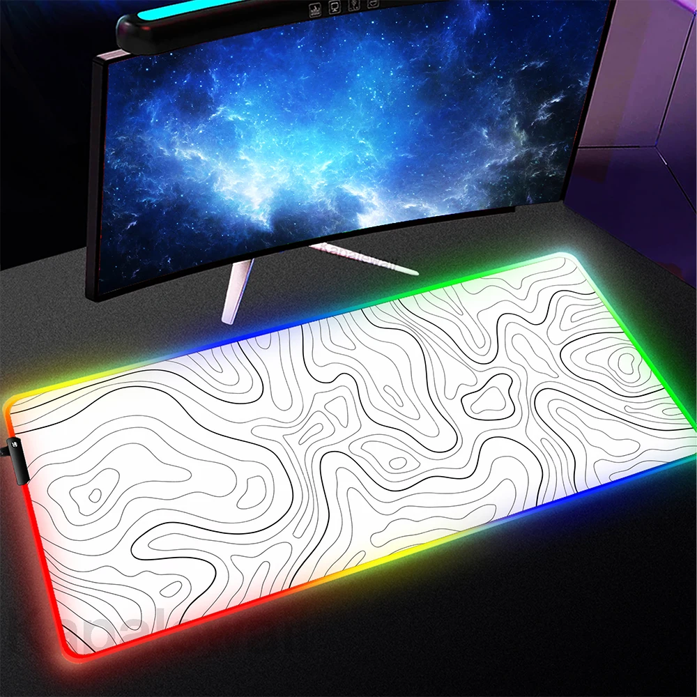 

Черный и белый коврик для мыши, геймерский RGB коврик для мыши, игровой Настольный коврик, коврик для мыши, Цветные коврики для клавиатуры с подсветкой