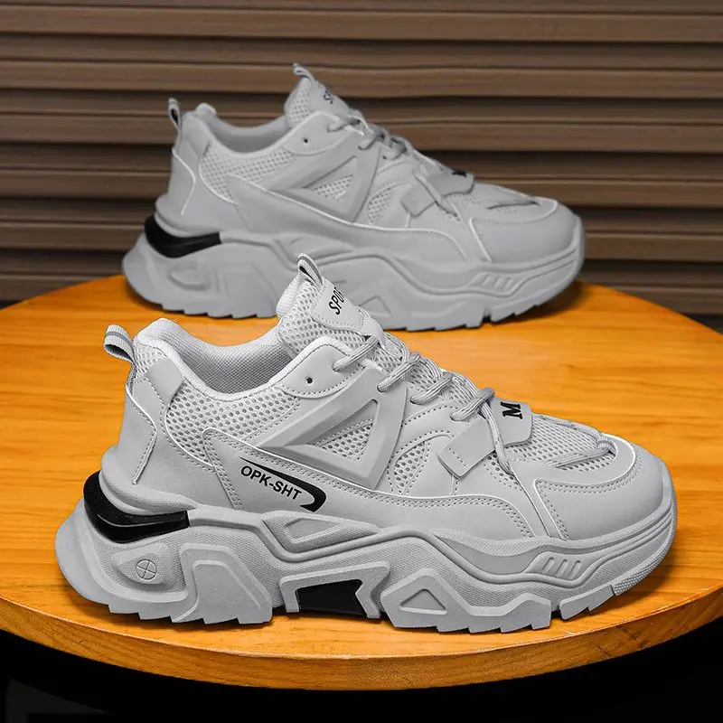 

Осенние дышащие кроссовки на мягкой подошве, мужские повседневные кроссовки на толстой подошве с сетчатыми вставками, уличная модная спортивная обувь, мужские кроссовки