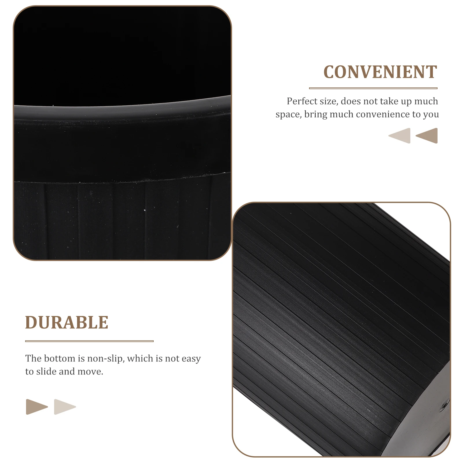 

1pc Plastic Trash Can Imitation Wood Grain Design Non-Slip Bottom For Home Office Hotel Coffee Shop Restaurant Waste Bin