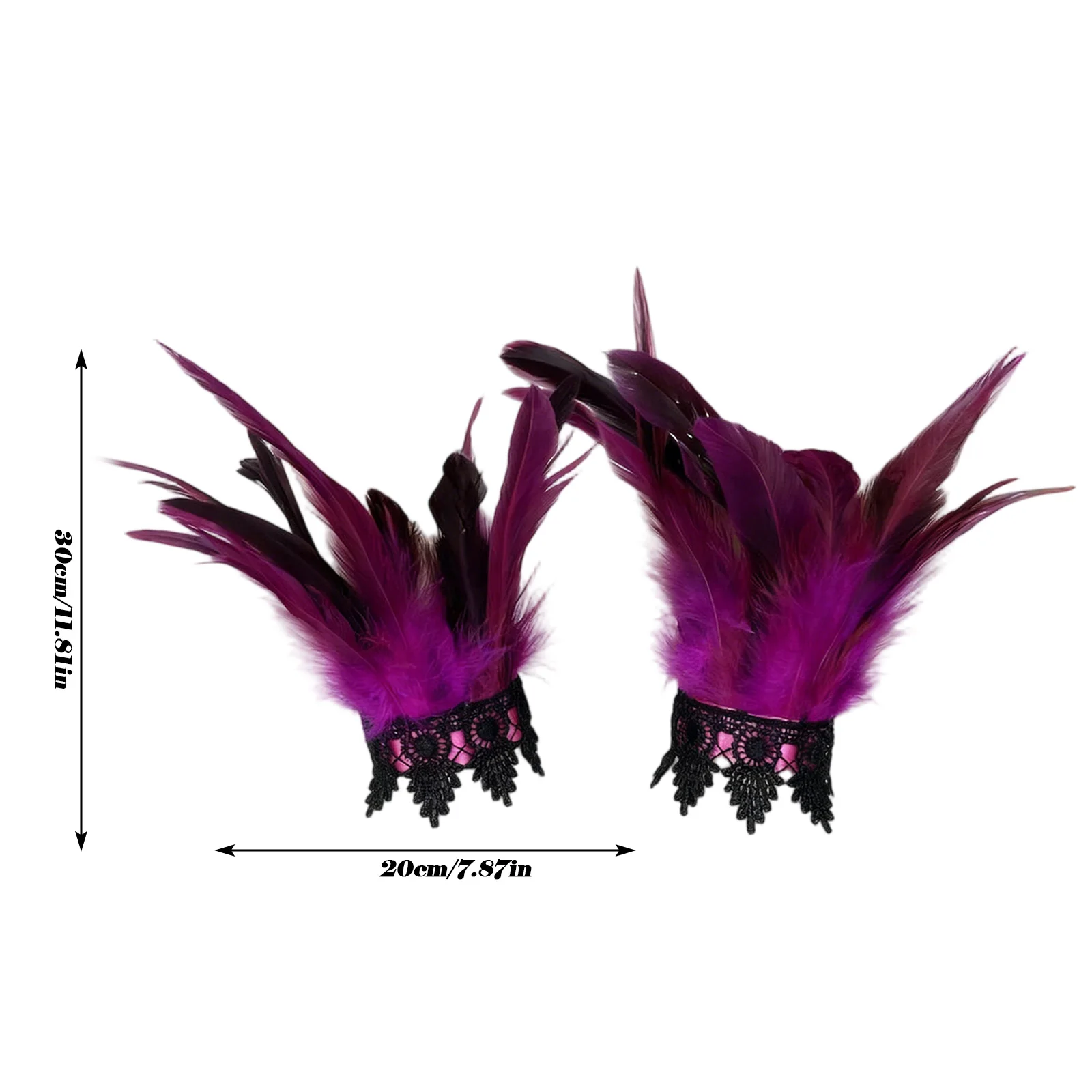 สายรัดข้อมือขนนกสไตล์โกธิคพังก์สำหรับผู้หญิง อุปกรณ์เสริมสำหรับงานคาร์นิวัล การแสดงบนเวที