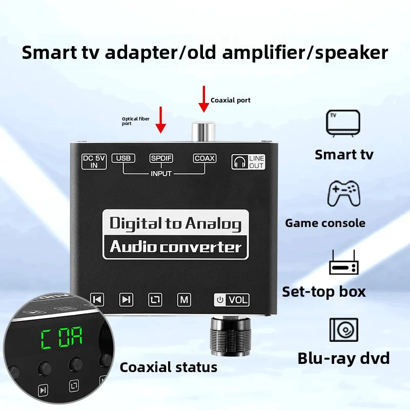 Coaxial Audio Converter Optical Digital SPDIF to 3.5mm TV to Speaker Cable Compatible with Hisense Xiaomi RF