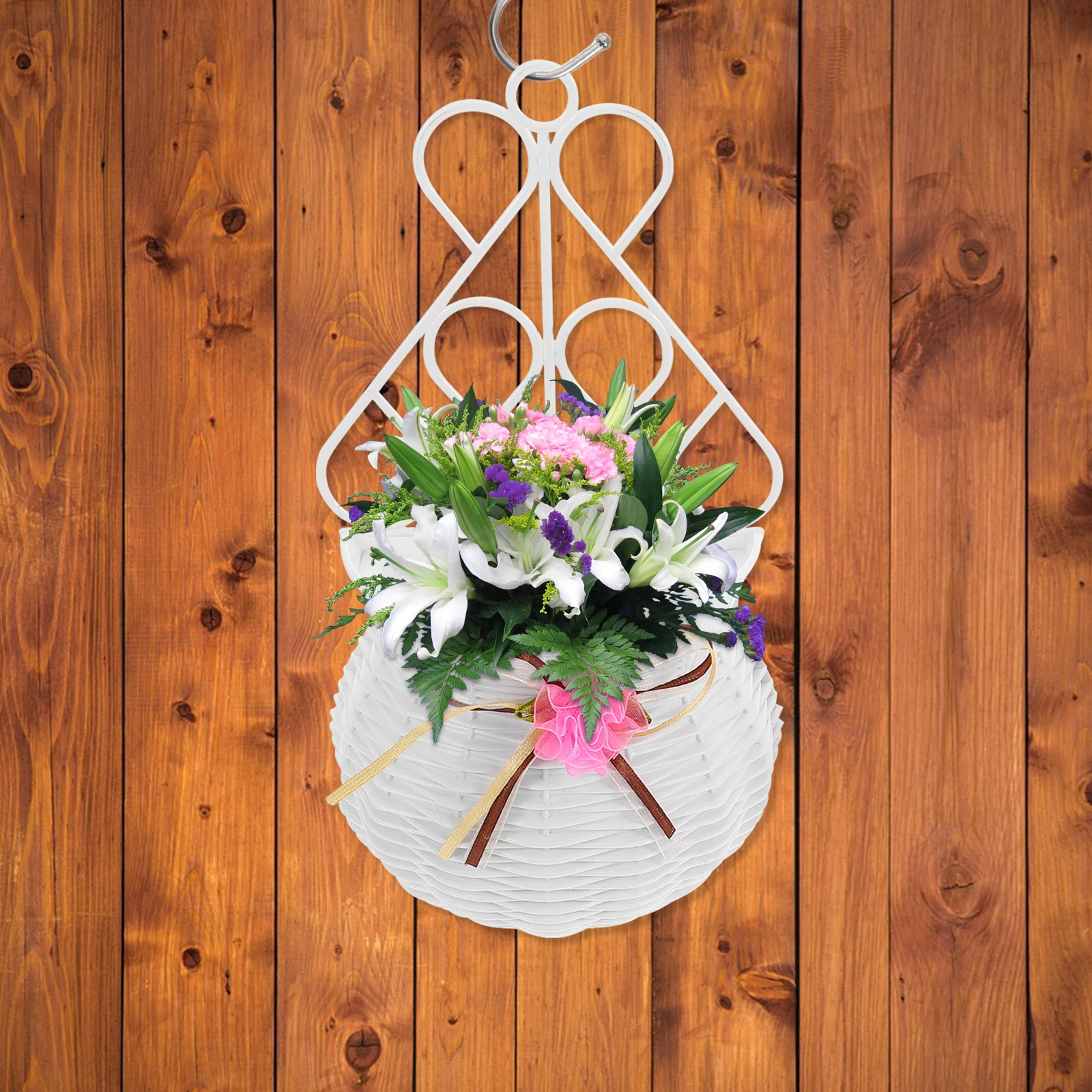 

2pcs Flower Basket Holder Decorative Wall Planter Hanging Baskets Indoor Artificial Hanging Flowers Woven Wall Basket Home Decor