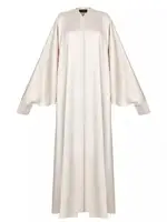 Robe de soirée fendue pour femmes musulmanes, couleur unie, col rond, manches longues chauve-souris, robes de soirée amples 4