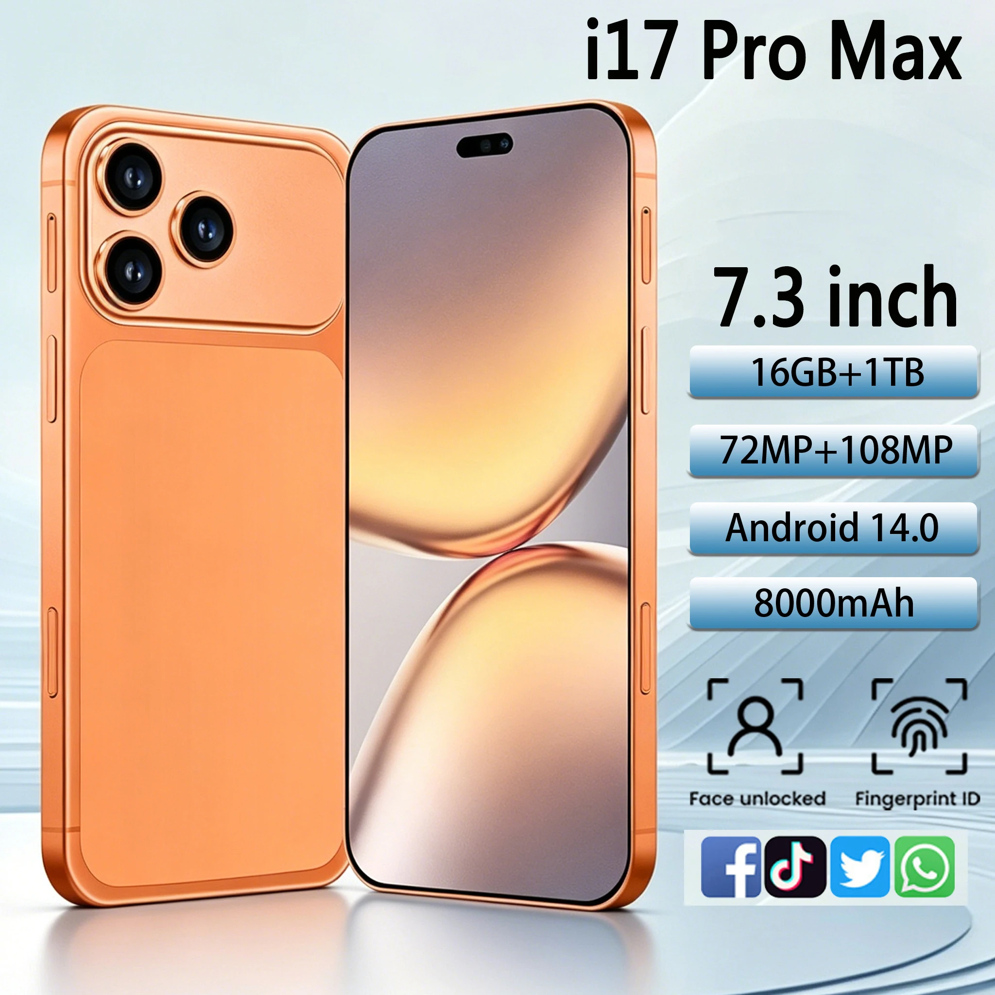 

Hot 2026 New High Quality i17 Pro Max Original Intelligent 4G 5G Dual Card Dual Standby System Global Version 8000mAh Battery