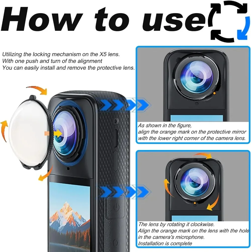 8in1 For Insta360 X5 X4 Rotating Lens Guard + Screen Protector Anti-scratch Protective Film for Insta X4 X5 Camera Len Protector