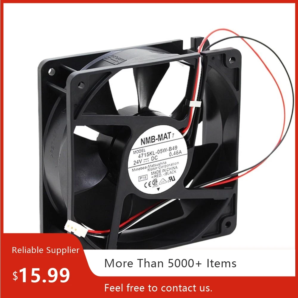 

120mm 24V Fan for NMB 4715KL-05W-B49 Axial Cooling Fan, 130CFM, Dual Ball Bearing, for Frequency Converters & Industrial Servers