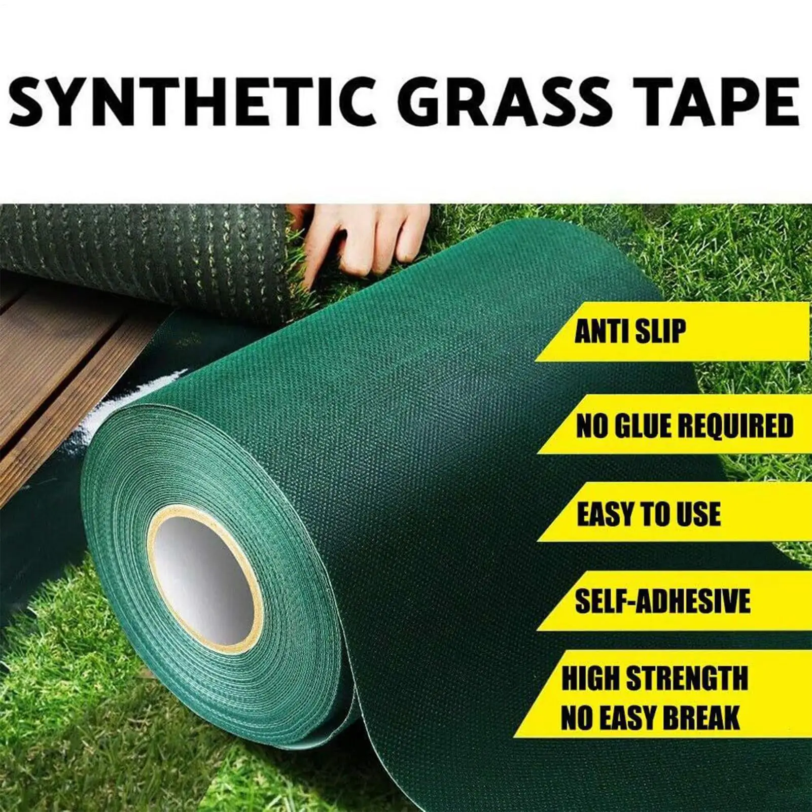 Ruban d'herbe artificielle ruban de gazon vert connexion adhésive fixe synthétique pour fixation extérieure tapis joint tapis de pelouse jardin
