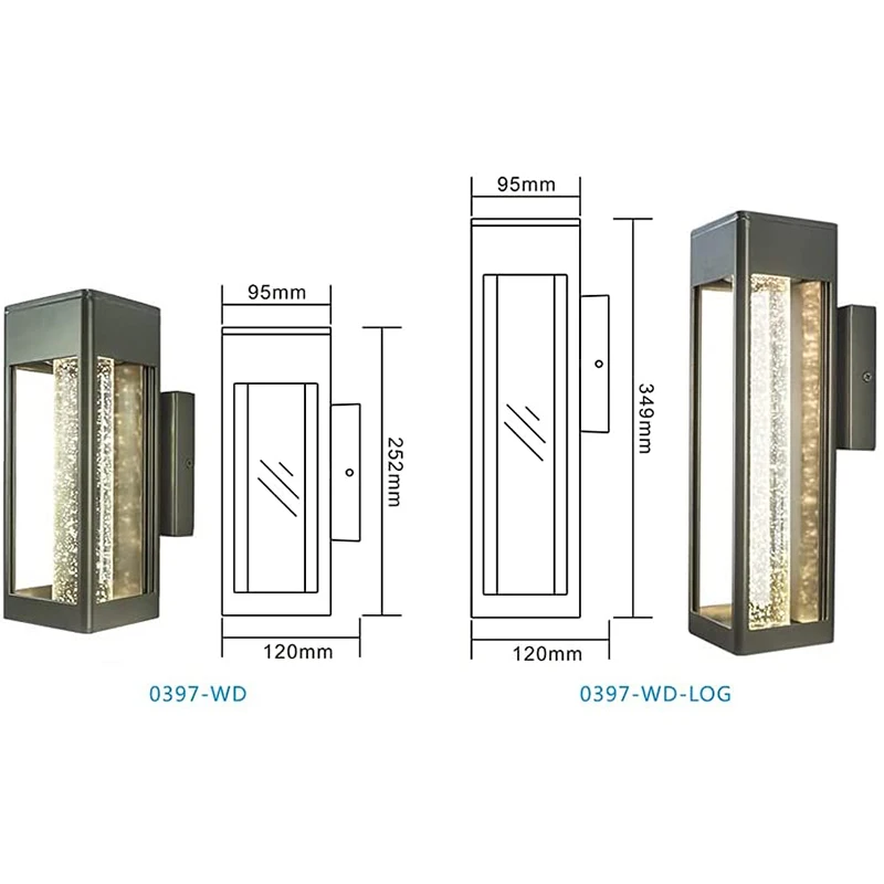 Imagem -05 - Lâmpada de Parede ao ar Livre 11w Led Integrado Luz Exterior Luminária Parede Cristal Bolha Vidro Ip65 Arandela Jardim Luz para Entrada