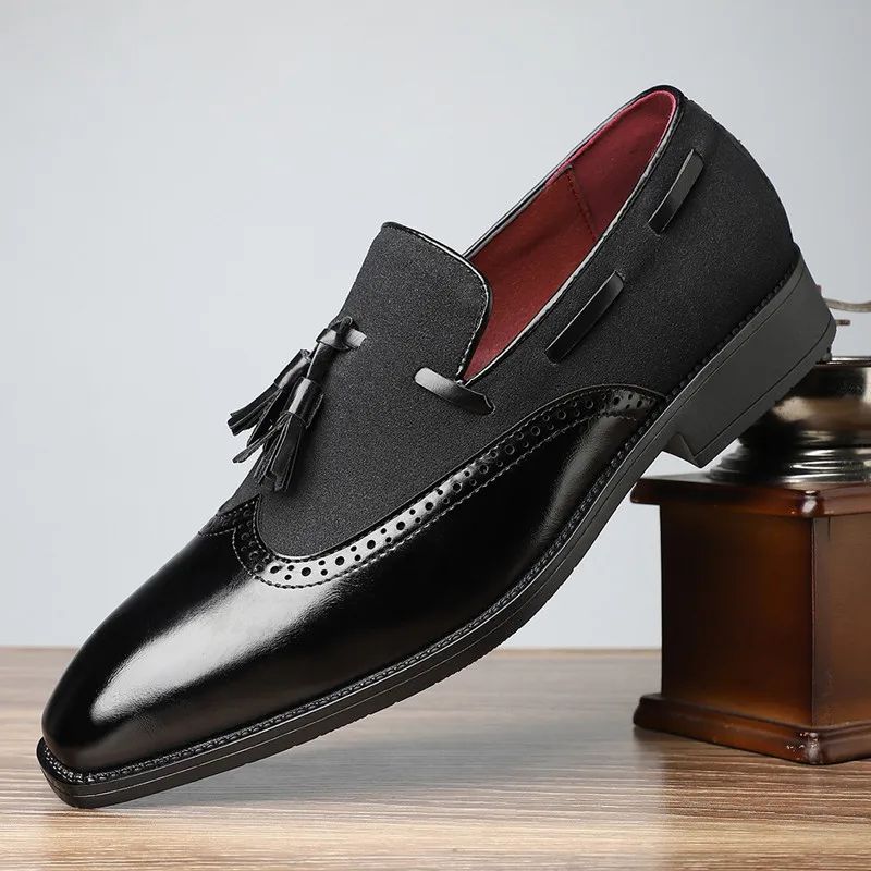 Fashion Men Brogues Tassel Loafers Slip on Designer Wedding Dress Shoes Leather Oxfords Office Business Formal Shoes Big Size 48