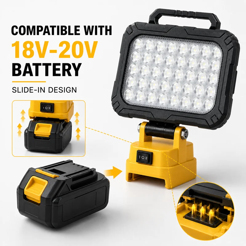 Für Dewalt 18V Akku Tragbare LED-Arbeitsleuchte mit USB-Anschluss 8-Zoll-Taschenlampe für Dewalt-Akku Flutlicht Kabellose Werkzeuglampe – Detail 3