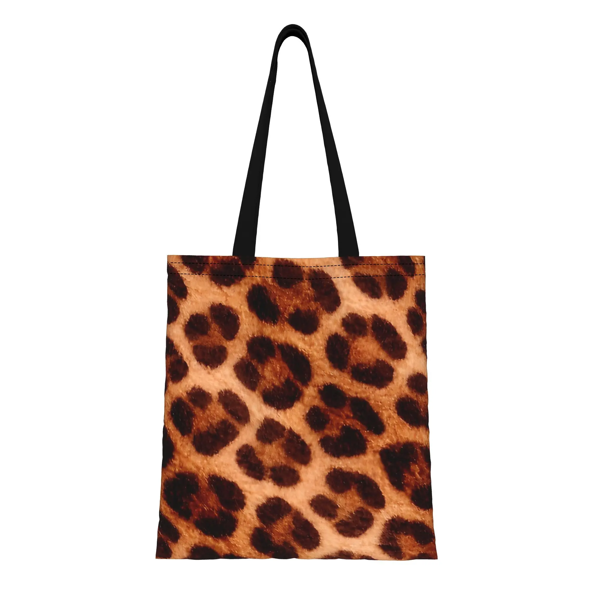 Charcoal Leopard Print Dark Animal Pattern Texture Leopard Print Canvas Tote Bag Perfect for Grocery Women's Top-Handle Bags