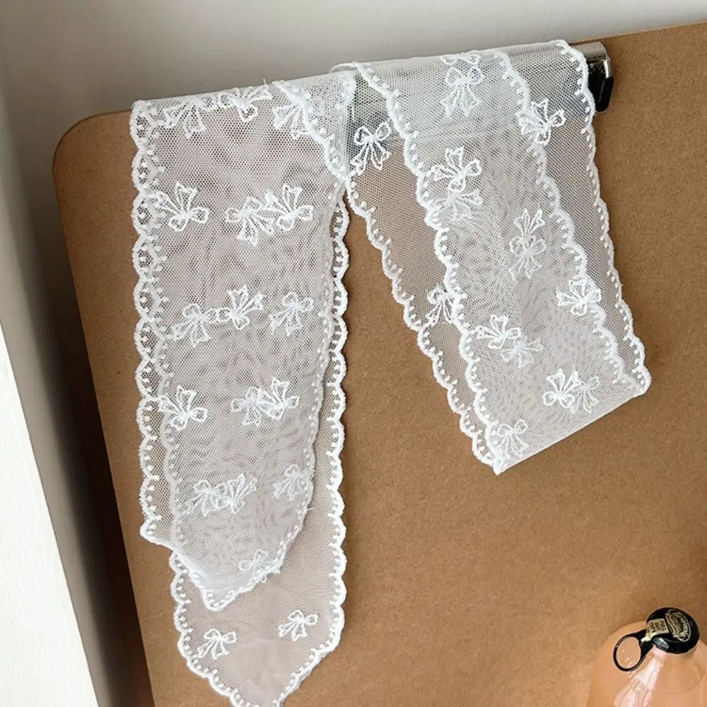 Кружевной шарф для волос в пасторальном стиле, мягкая накидка, элегантная повязка на голову с милым бантом, тюрбан, аксессуары, лента с вышивкой, ремешок для волос на открытом воздухе