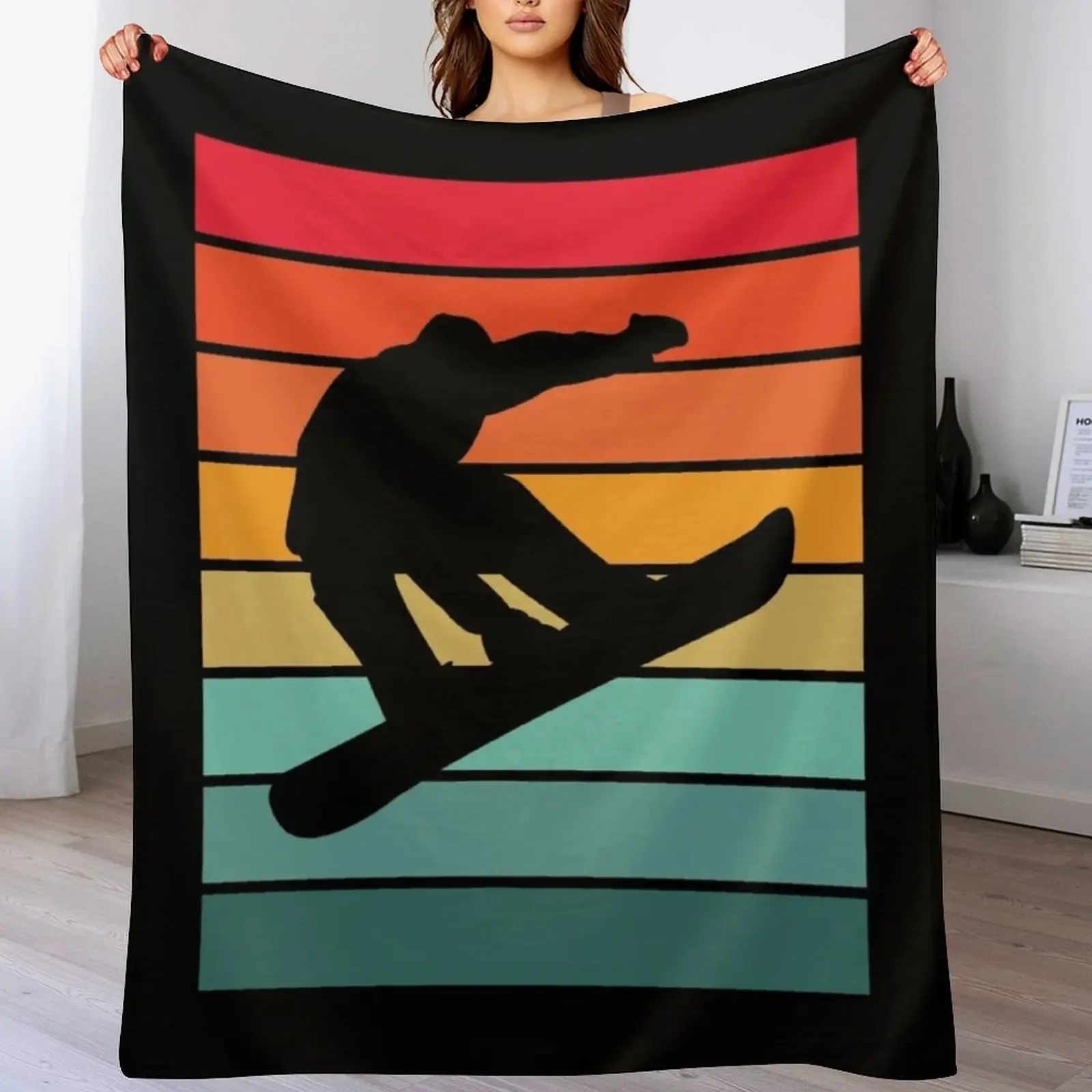 

Snowboarding - Snowboarder Throw Blanket Picnic Decoratives Sofa Quilt For Baby Blankets