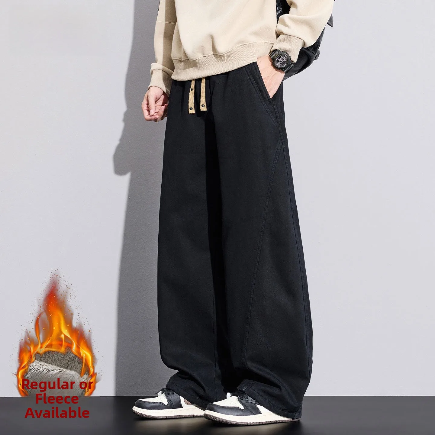 

Men's Bla Fce Lined Thiened Straight Leg Jeans Casual Loose Fit Cotton Denim Winter Warm Resistant Tearable Comfortable