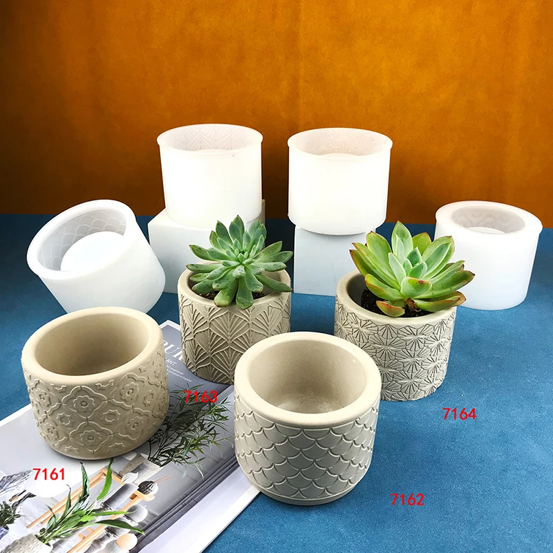 1Pc Cylinder Flower Pot Silicone Molds DIY Concrete Plaster Candle Jar Box Pottery Mould Handmade Planter Gardening Mold