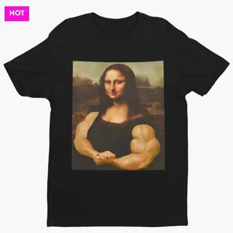 Muscle Mona Lisa Flex Pose Gym Shirt T-Shirt