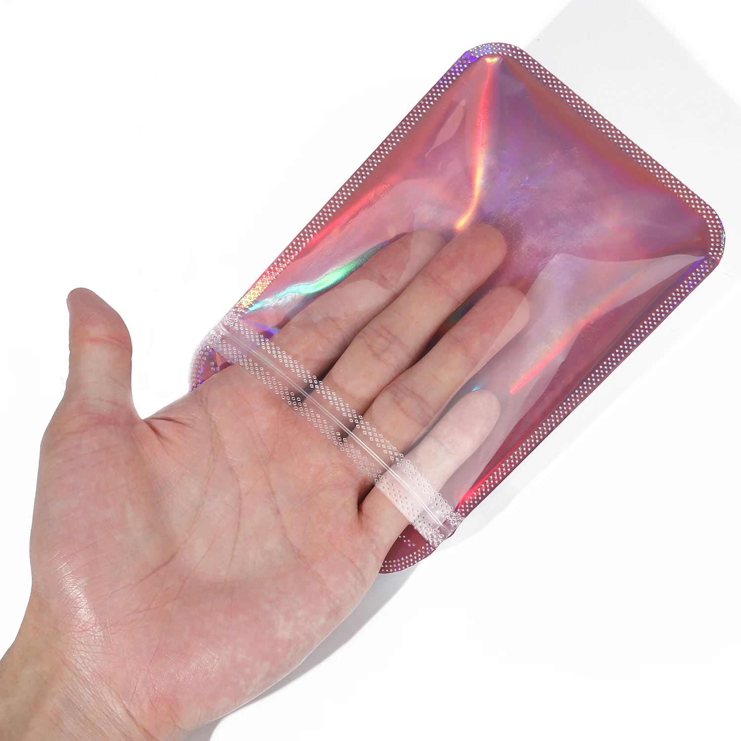 Transparent Iridescent Ziplock Bag Laser Color Thicken Plastic Seal Bags For Charms Handicrafts Nail Jewelry Packaging 25pcs/bag