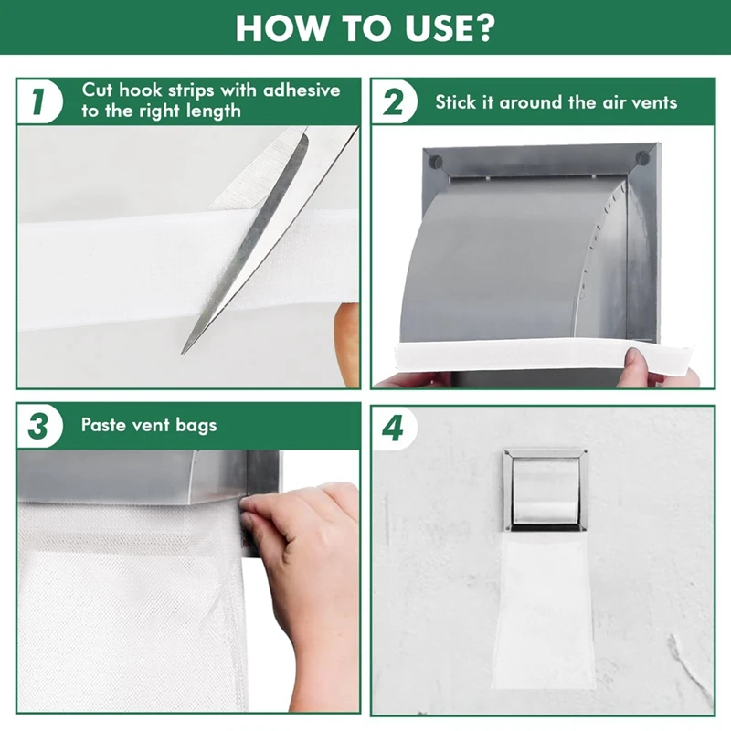 Paquete de trampas para pelusas, bolsa de polvo para secador, Colector de pelusa para ventilación de secador al aire libre, captura de pelusa y polvo, blanco, 4 paquetes