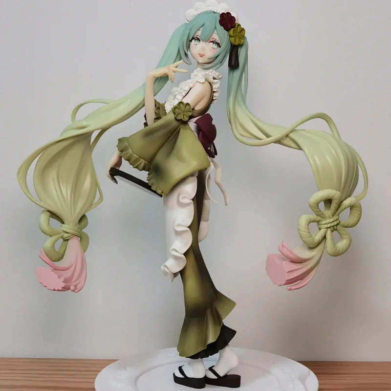 แท้ Hatsune Miku ตกแต่งรูป Matcha Ice Cream สําหรับขนมหวาน Series Action Figurines Bandai ของเล่นสะสม