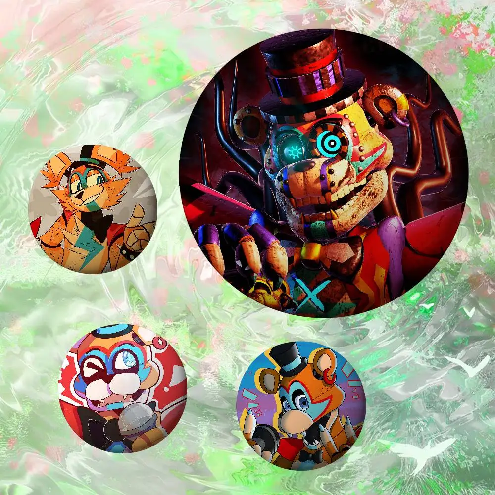 G-Glamrock F-Freddy Fnafs Badges Peripheral Lapel Pins Tinplate Round Brooch For Shoulder Bag Accessories Souvenir Gifts