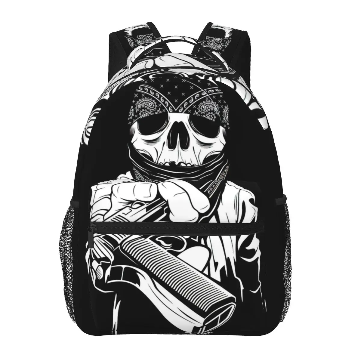 A Skull Wearing A Bandana Hands Over A Gun,vector Backpack for Girls Boys Travel RucksackBackpacks for Teenage school bag