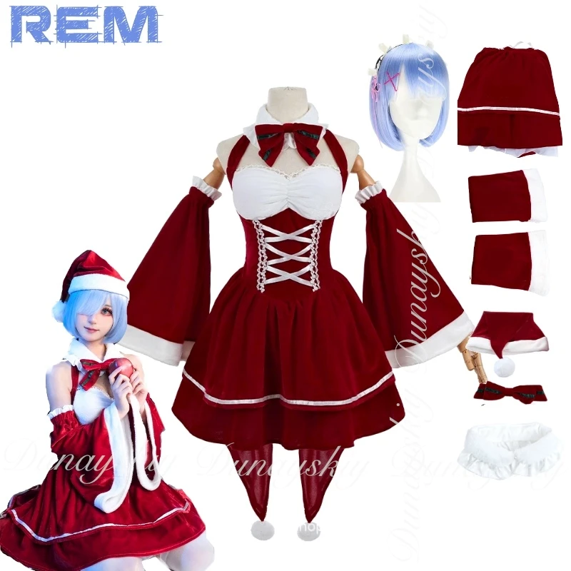 

Re: ZERO Starting Life in Another World Anime Rem Cosplay Helloween With Coterie Red Christmas Clothes Cosplay Costume Full Suit