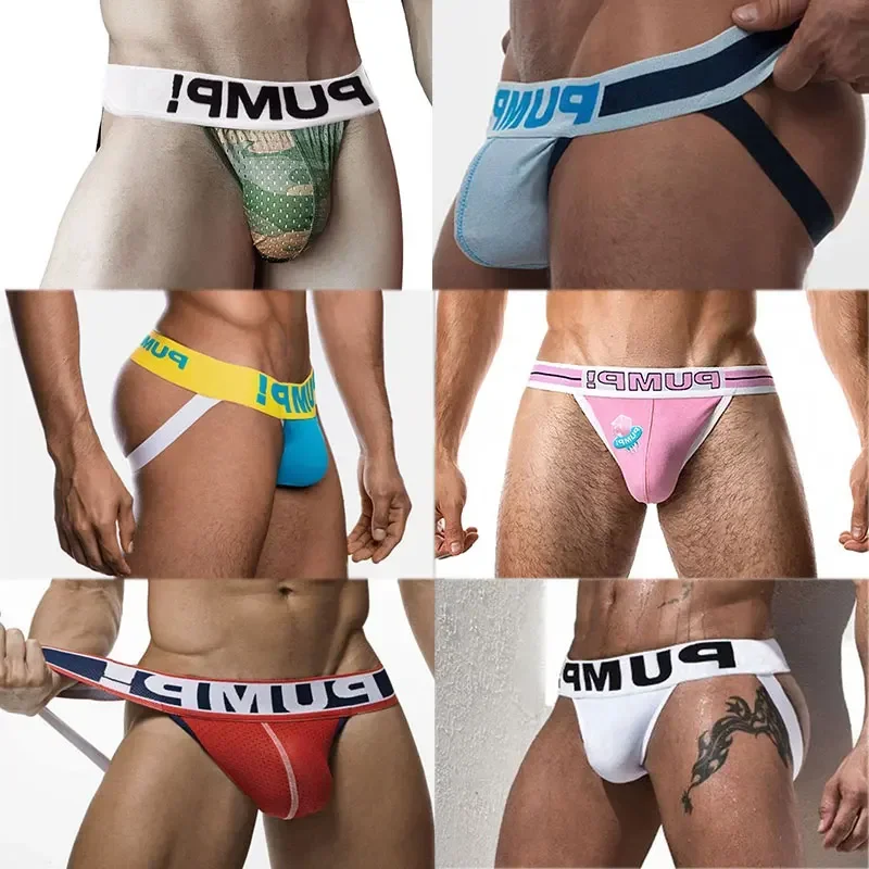 6Pcs New Arrival Cotton Soft Gay Men Sexy Underwear Thong Men Jockstrap Print Men\'s Lingerie Mens Thongs and G Strings Men Thong