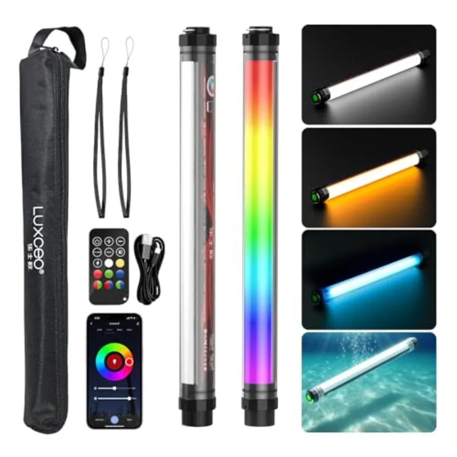

RGB LED Photography Light 10400mAh Battery Powered Tube Light Waterproof IP68 Full Color RGB Portable Lighting Wand Stick for V