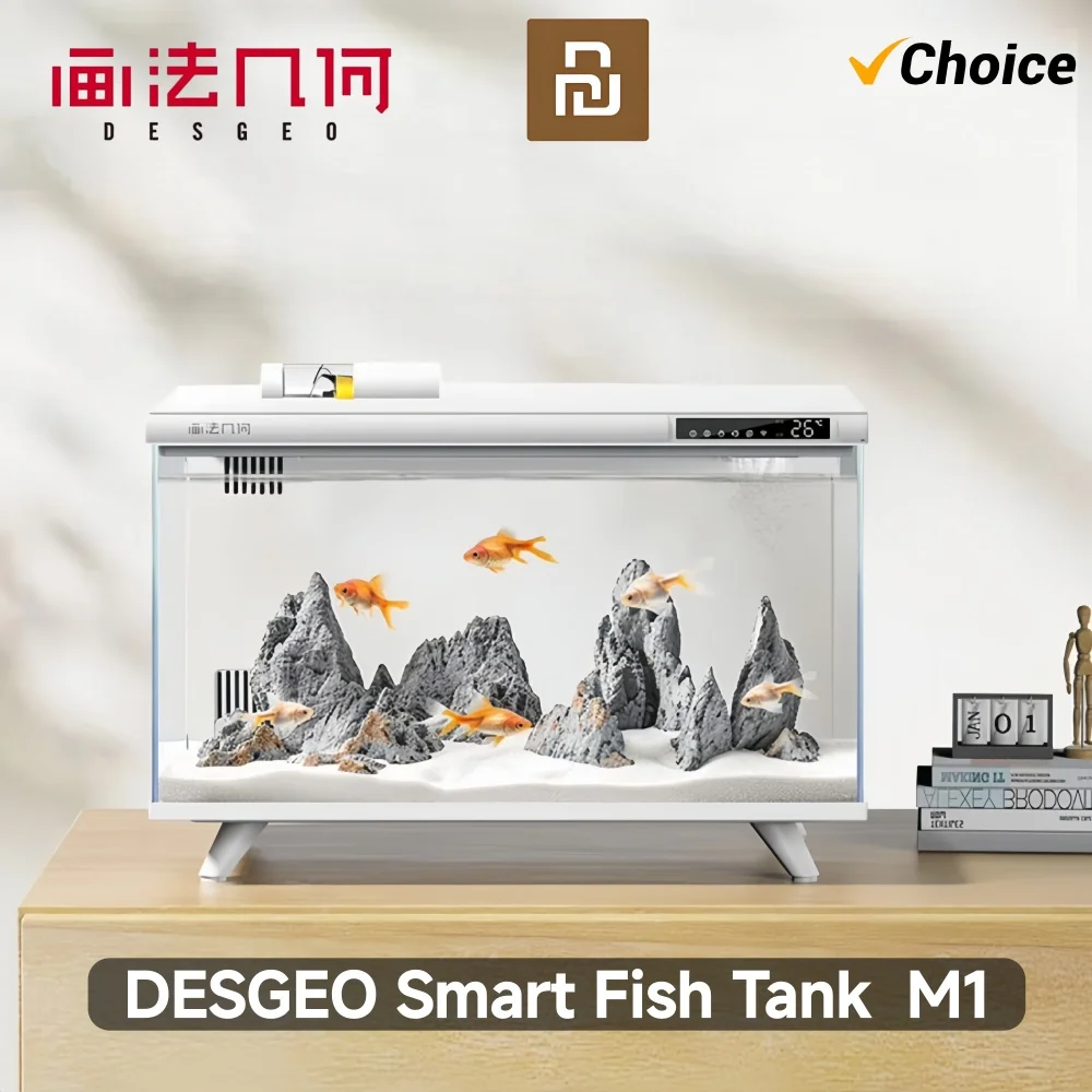 

Умный аквариум DESGEO с интегрированной экологической системой самокачествения, небольшой настольный аквариум белого цвета M1, управление через приложение Mi Home.