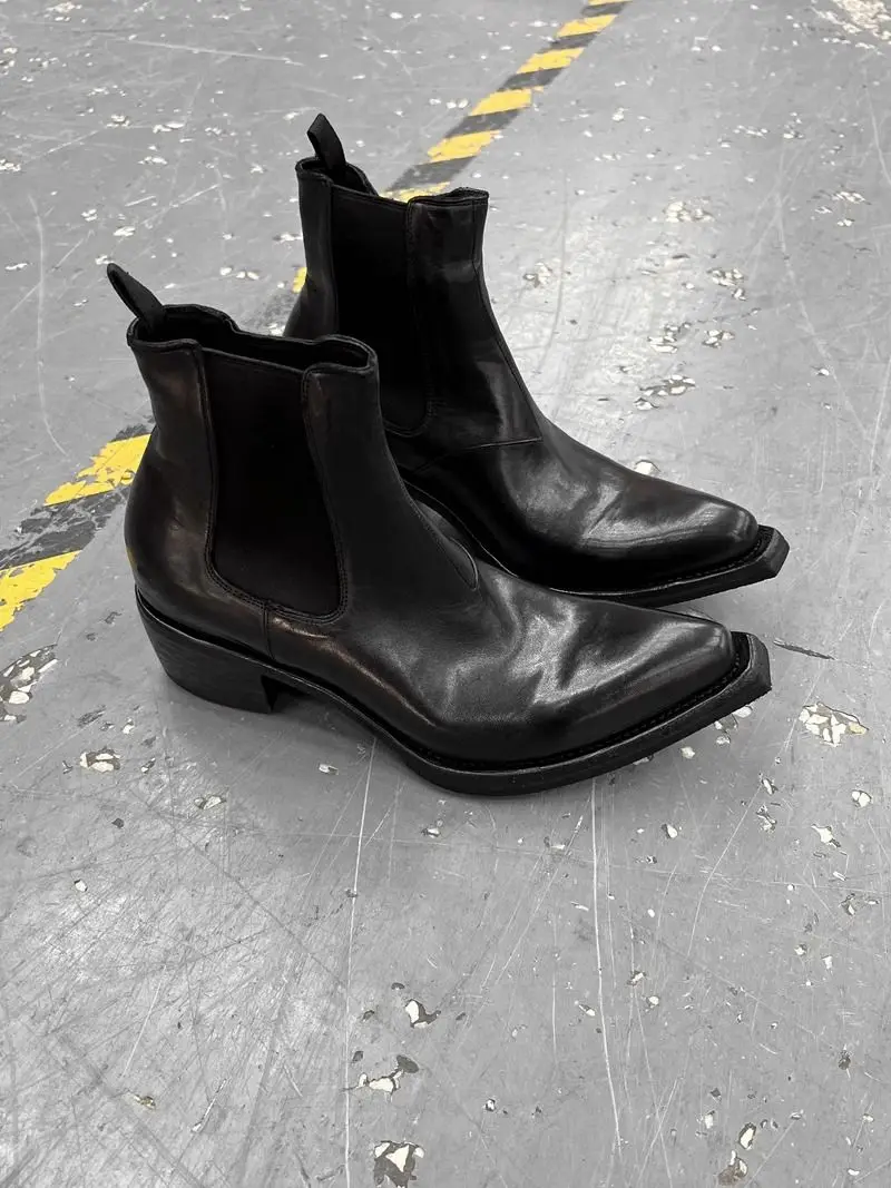 2026 High-top Men's Heightened Thick-soled Pointed-toed Chelsea British Casual Trendy High-heeled Wizard Boots