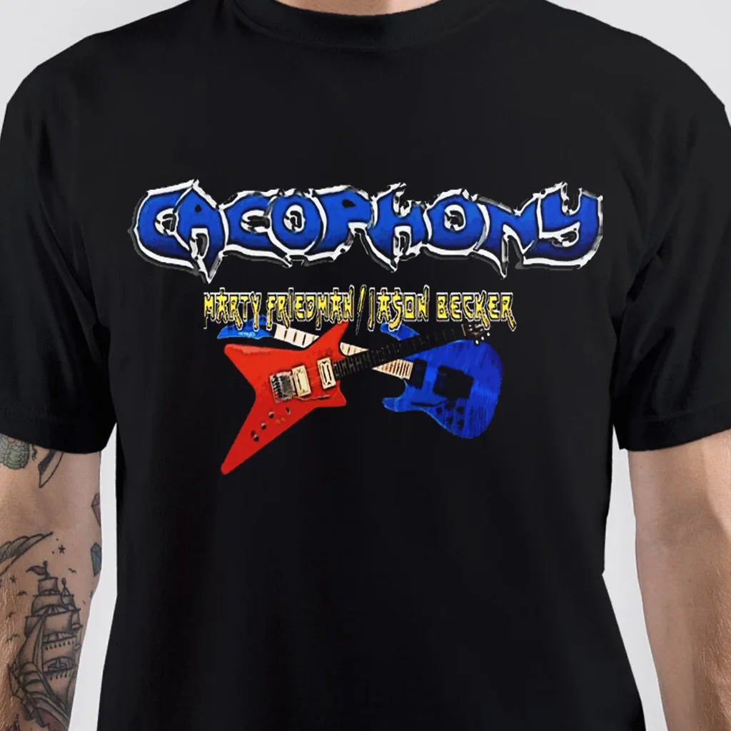 Cacophony Jason Becker Marty Фридмен Rock футболка с гитарой Black S-5XL H2022