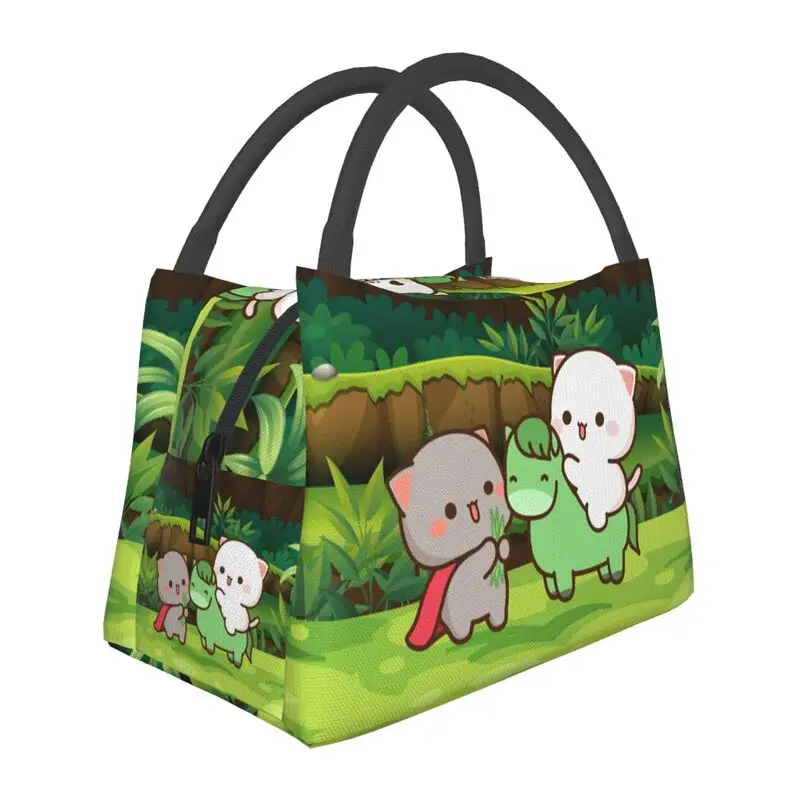 

Jungle Peach And Goma Mochi Cat Insulated Lunch Bags for Work Office Resuable Cooler Thermal Bento Box Women